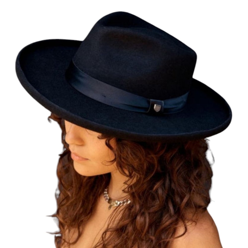 Brixton Victoria Wool Felt Fedora Black Hat NWT